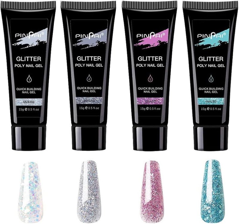 PINPAI Glitter Poly Nail Gel 0.5oz (15mL)